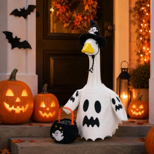 2026 New Halloween Porch Goose outfit | Ghost outfit,23" Porch Goose Halloween Outfits ,halloween decorations，porch goose fall outfit - image 2