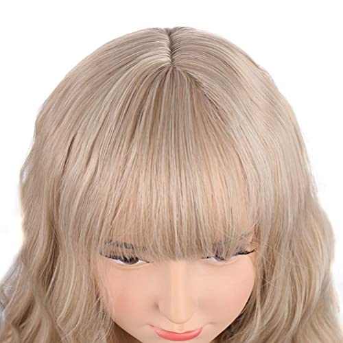 Image of PATTNIUM Blonde Wig Short for Kids Girls Wavy Wig with Bangs Child Flaxen Blonde Wigs Synthetic Cosplay Halloween Party Costume Wigs (Flaxen Blonde)