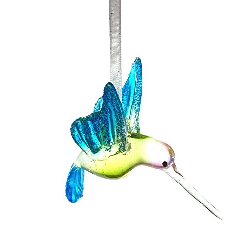 Hummingbirds with Glitter Accents - Set of 3 - Hanging Decorative Ornaments - Ribbon Attached for Hanging - Each Bird Measures 2 3/8" Long x 1.25" Wide