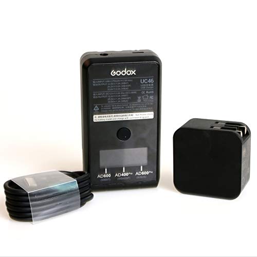 Cargador Godox UC46 de batería con adaptador PD de 30W y cable tipo C para AD600pro y AD400pro