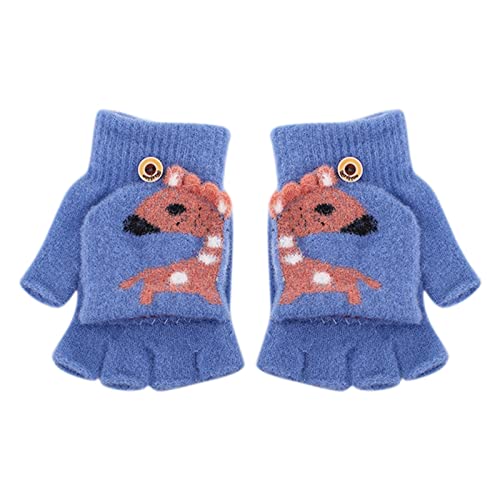 Gelb&Schwarz Manoplas para bebé de 12 a 18 meses, guantes de invierno sin dedos, convertibles, guantes de punto cálido para niños, guantes y manoplas de fútbol para niños (azul, talla única)