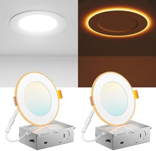 Amico 2 Pack 4 Inch LED Recessed Light with Night Light, 5CCT, 700LM