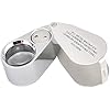 iKKEGOL 40X 25mm All Metal Magnifier Jeweler LED UV Lens Jewelery Loupe Magnifier LED Currency Detecting/Jewelry Identifying Type