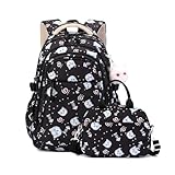 ETAISHOW Black 2Pcs Cat Kids Backpack Set for Girls with Lunch Bag Bookbag for Elementary School Pre Girls School Bag Water Resistant