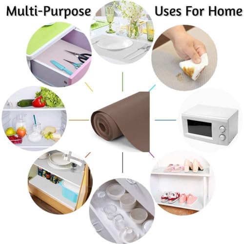 Image of DALUCI Fridge Mats & Drawer Mat Roll 3 Meters (45 cm x 300 cm) | Anti Skid Kitchen Shelf Liner for Fridge, Drawers, Shelves & Wardrobe | Food Grade EVA, Washable, Diamond Pattern, Brown