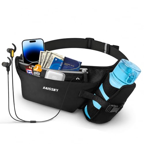 Guzack Riñonera Running con Porta Botella,Impermeable Cinturon Correr para Hombre y Mujer, Deportivo Cinturón Running Belt para iPhone 15 14 13 12 11Pro MAX Galaxy S24/23/22 Jogging Accesorios