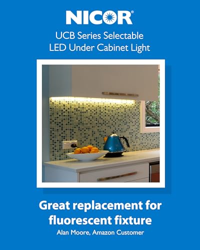 18” LED Direct Wire Under Cabinet Light with On/Off Switch - Dimmable LED Lights for Kitchen - Selectable CCT 2700K-5000K, 612-648 Lumens, 9W - UCB Hardwired Under Cabinet Lighting by NICOR Lighting - Thumbnail 7
