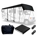 Wider 3.3m/10.83ft Camper roof Cover 210D Oxford Cloth Rv Covers Wind, Rain and Snow Proof with 2 Extra Straps Black-32.8 x 10.8 ft