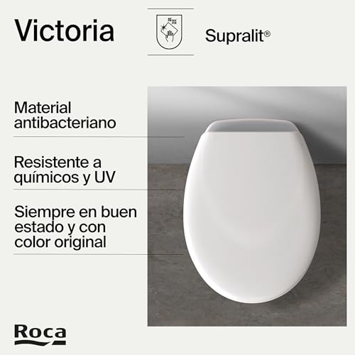 Miniatura 4 de Roca Victoria - Tapa Y Asiento De Supralit Para Inodoro Con Caída Amortiguada, Tapadera De Wc Original Con Ajuste Perfecto, Recambio De Tapa De Váter Resistente, Blanco, A801b6200b
