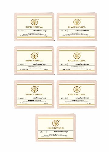 Image of Khadi Natural Ayurvedic handmade bath soap 125g Each SANDALWOOD Soaps Pack of 7