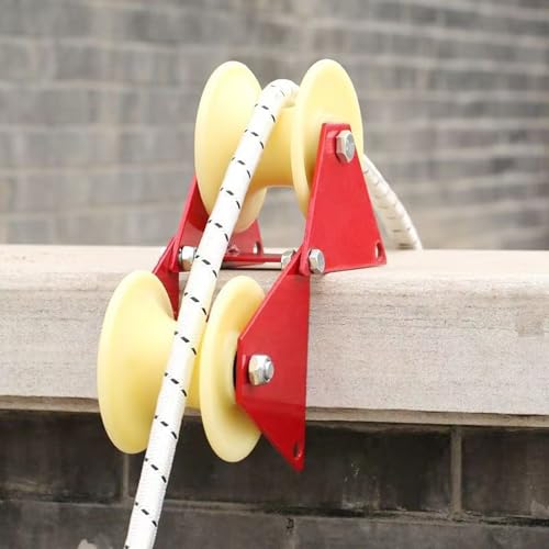 NAYDMHN 90 Degree Angle Lifting Pulley System Roof Top, Rope Block and Tackle Pulley System for Lifting Heavy Objects, Material Handling and Moving Lifting System with Hooks(Large)