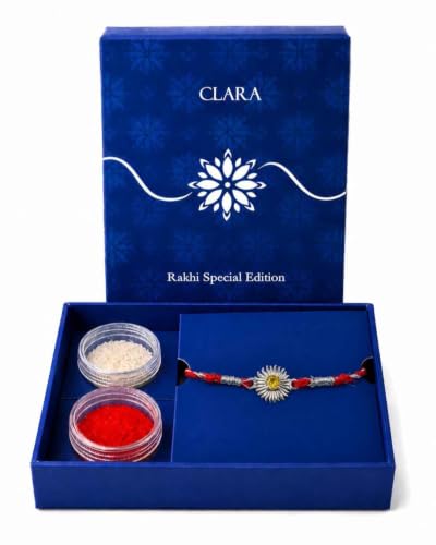 Image of Clara 925 Sterling Silver Rakhi with Roli Chawal for Bhai | Gift for Brother on Rakshabandhan | Men & Boy Bracelet