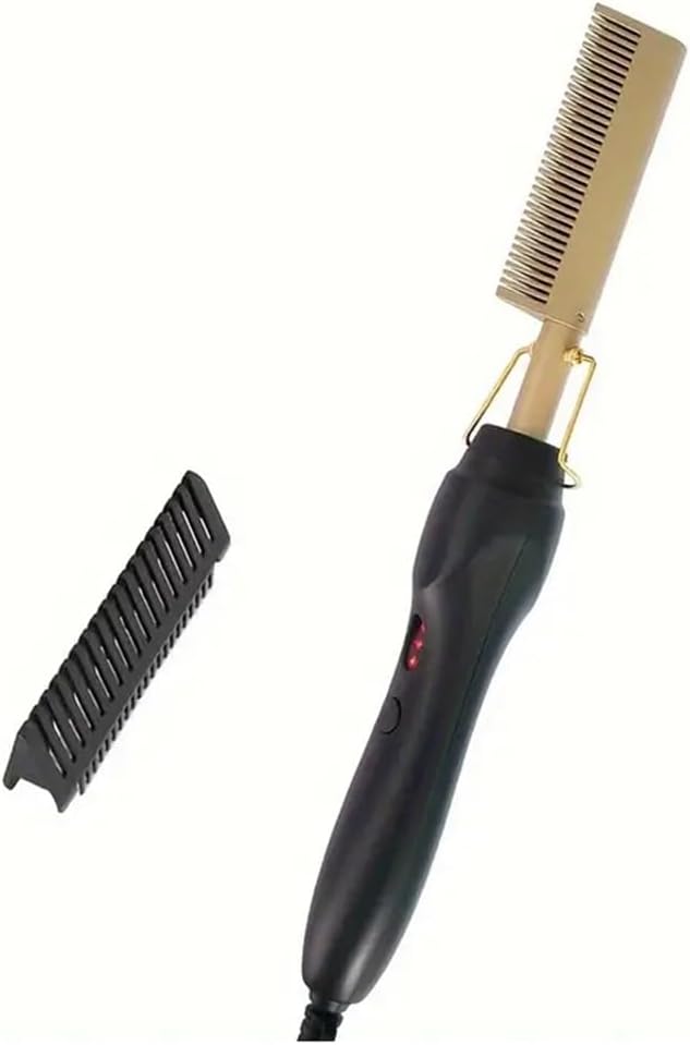 3-in-1 Hair Straightener & Curling Iron, Aluminum Heated Comb, Wet&Dry, US Plug