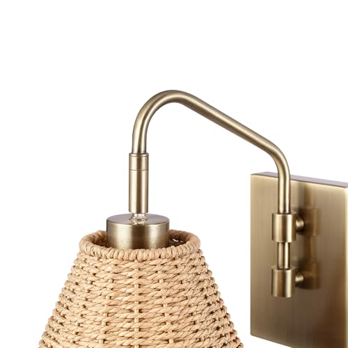 Globe Electric x Novogratz 65000052 1-Light Wall Sconce, Matte Brass Finish, Rattan Shade, On/Off Pull Chain Switch, Home and Office Decor, Modern Lighting for Living Room, Bohemian by Globe Electric - Image 6