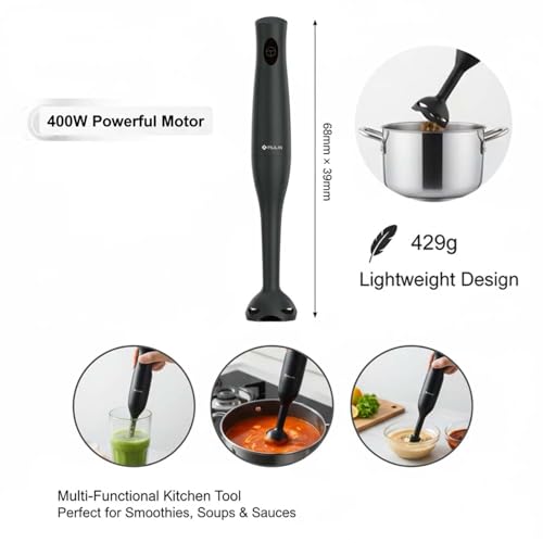 Batidora de mano MULIN 400W, potente y ligera con diseño extraíble y antisalpicaduras, para cocinar, cremas, batidos y salsas, ideal para los amantes de la cocina. - imagen 6