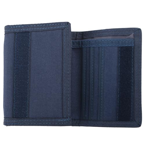 TopTie Mens Trifold Wallets with Zipper Coin Pocket, Canvas Billfold with ID Window-Blue-1Pcs2