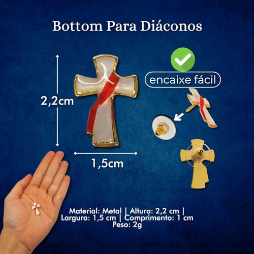 Broche Cruz Diaconal Para Diáconos Pin Boton Crucifixo Dourado