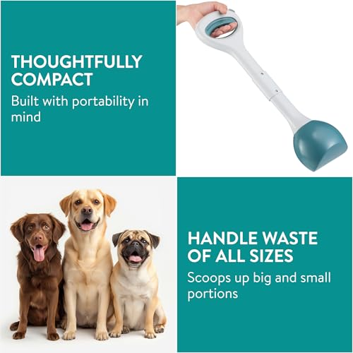 Image of Navaris Dog Pooper Scooper M - Cat, Horse Poop Scoop w /Dense Closure & Smooth Button - Ideal for Dogs & Cats - Long Handled Durable Garden Poo Picker Upper - Deep Green, Medium
