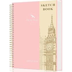 FLYING EAGLE Hardcover Sketchbook for Drawing 8.5 x 11 Spiral Sketch Book for Adults Women Kids with 100gsm 68lb 120 Sheets Premium Paper Sketch Pad for Drawing Books Notebook Art Supplies, Pink