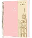 Hardcover Sketchbook for Drawing 8.5 x 11 Spiral Sketch Book for Adults Women Kids with 100gsm 68lb 120 Sheets Premium Paper Sketch Pad for Drawing Books Notebook Art Supplies, Pink