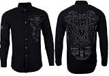 Xtreme Couture by Affliction Men's Button Down Shirt Connect Black Biker (M)