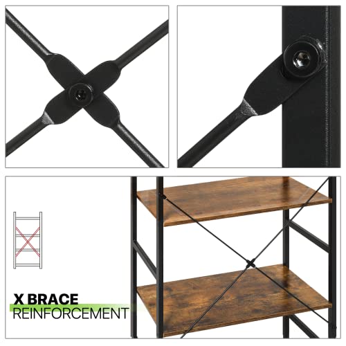 Magshion Tall 5-Tier Bookcase, Storage Rack Shelf Vintage Standing Display Shelf For Home Office Living Room #TOP6