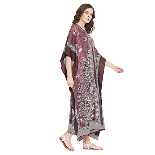 Image of Oussum Women Plus Size Kaftan Kimono Loose Maxi summer dresses for women Beach 3 /4 Sleeve Casual lounge dress Boho