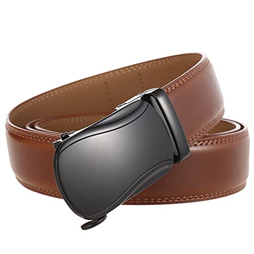 Men Belt Genuine Leather Automatic Buckle Brand Male Belts Black Strap Original (Color : Black, Size : 120 cm) (Brown 110 cm)2
