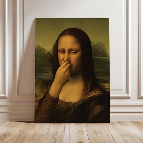 Portrait humoristique de Mona Lisa une idée cadeau drôle pour pendaison de crémaillère