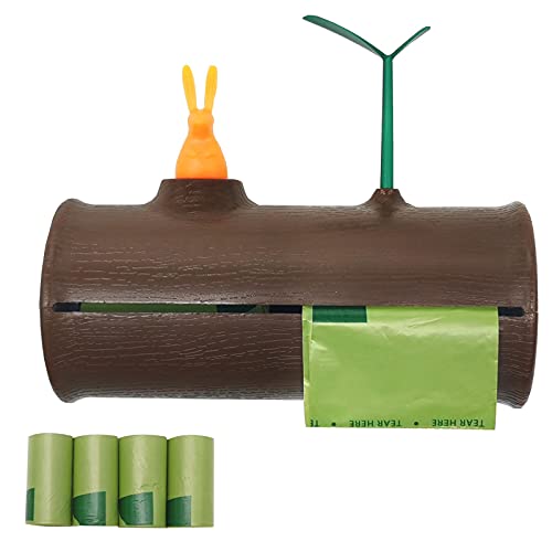 Image of Wall Mounted Dog Poop Bags Dispenser with 4 Rolls Leak-Proof Unscented Pet Poo Waste Bags for Garden Yard Doggie Potty Bags Holder Doggy Trash Bags Storage Box for Kitchen Bathroom(Brown)