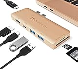 NOV8Tech USB C Hub HDMI Multiport 7in2 Thunderbolt 3 Adapter Dongle for Gold MacBook Air M1 2021 2020 2019 2018, Thunderbolt 3 100W Power Delivery, 2 USB 3.0, USB C Data Port, SD/Micro SD Card Readers