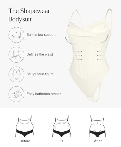 Image of Popilush Bodysuits for Women Tummy Control Shapewear Corset Tops