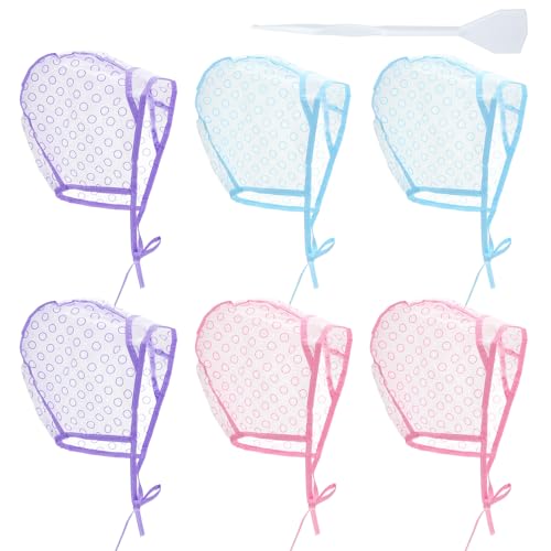 LXUEJIE Lot de 6 bonnets de surlignage avec 6 crochets, bonnet de coloration et aiguilles à surligner, crochets pour teinture de cheveux, outil de coiffure, kit de coloration des cheveux