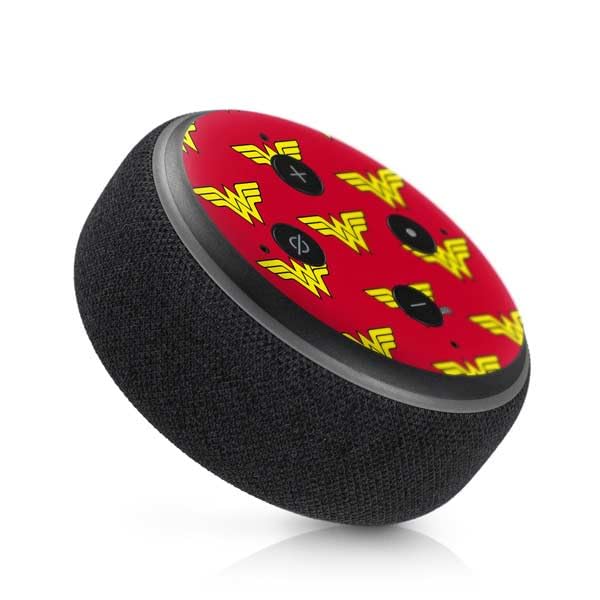Skinit Decal Audio Skin Compatible with Amazon Echo Dot 3 - Officially Licensed DC Comics Wonder Woman Logo Pattern Design