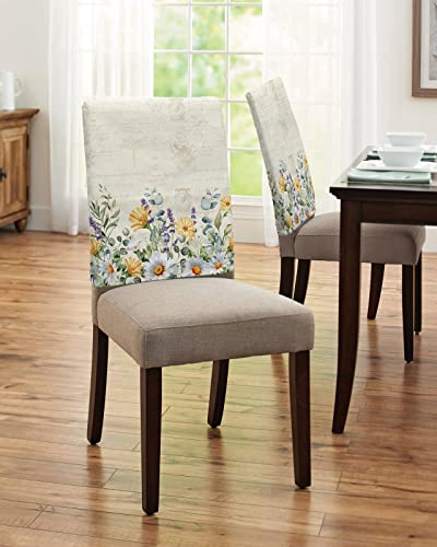 Lidu Spring Floral Chair Covers Set Of 6 For Dining Room, Summer Botanical Eucalyptus Leaves Chair Back Cover Removable Kitchen Chair Slipcovers Seat Protector For Party Banquet Christmas Decorations #TOP3