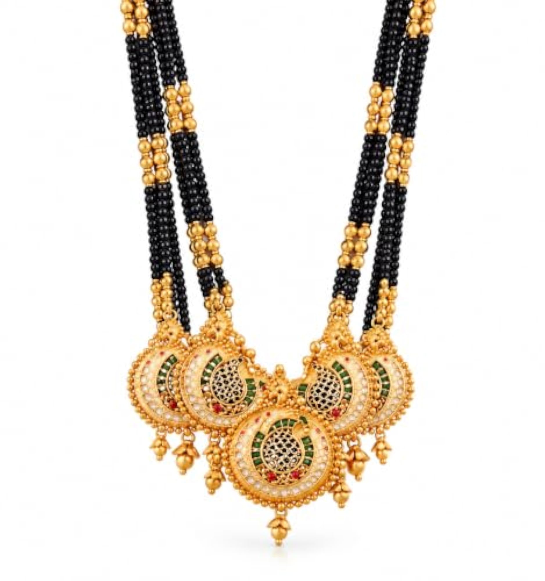 Traditional Gold-Toned Mangalsutra with Multi-Strand Black Beads