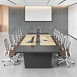 10FT Conference Table, Large Rectangular Seminar Meeting Table, Modern Conference Room Table with Charging...