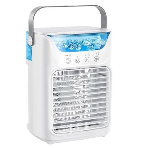 Ventilador de aire personal, ventilador de nebulización portátil con tanque de agua, dispositivo enfriador silencioso de verano con 3 velocidades para oficinas, camping, dormitorio, mesita de noche
