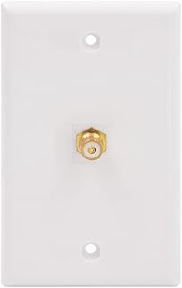 VCE RCA Wall Plate(UL Listed), 1-Port Keystone Wall Plate with Female to Female RCA Keystone Jack Insert for Subwoofer Audio Port, White