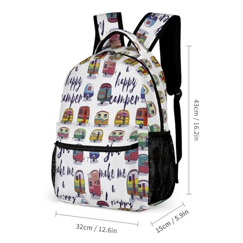 Happy Van Vehicles Cute Backpack Travel Daypack Lightweight Back Pack with Pockets2