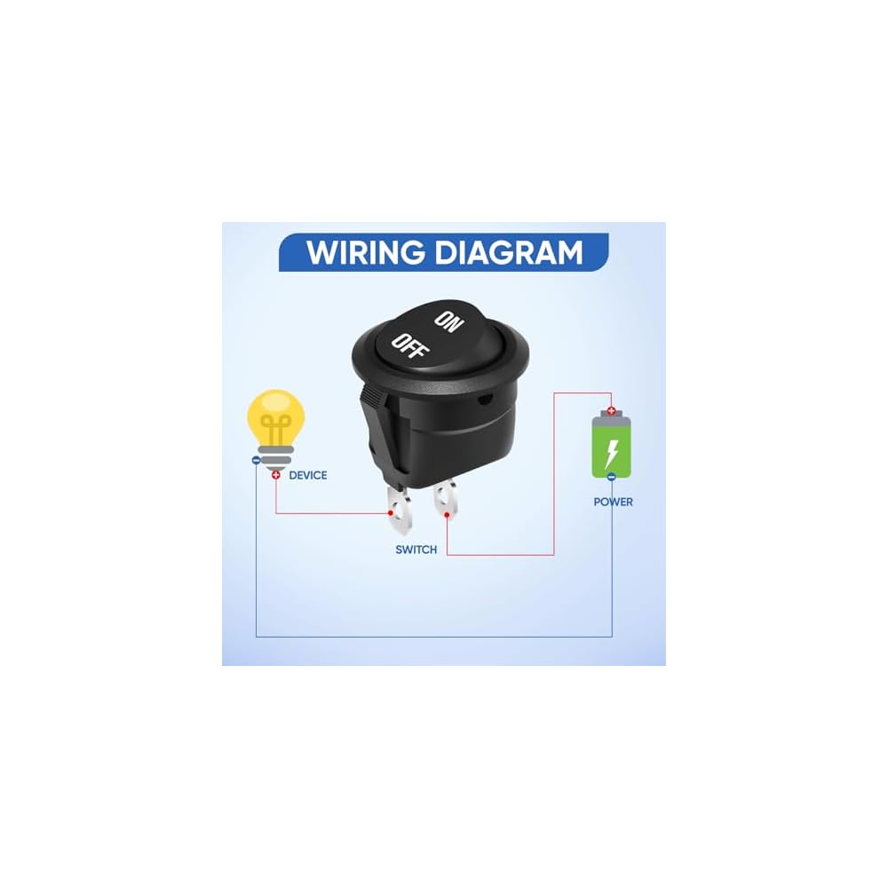 12 Volt Round Rocker Switch,On Off Rocker DC Comoros | Ubuy