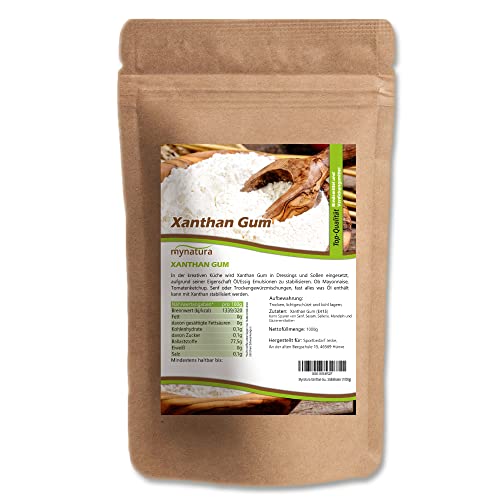 Mynatura Xanthan Gum 1000g | Natürliches Bindemittel & Verdickungsmittel | Glutenfrei & Geschmackneutral | Ideal zum Backen, Kochen & Stabilisieren | 100% Xanthan (E415) Pulver (1000g)
