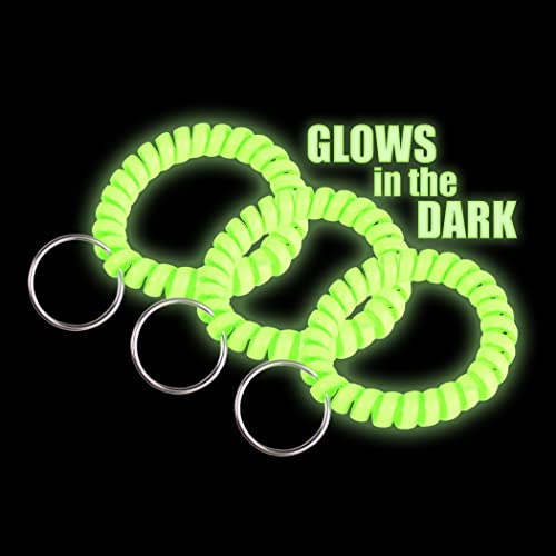 Lucky Line 2” Diameter Spiral Wrist Coil with Steel Key Ring, Flexible Wrist Band Key Chain Bracelet, Stretches to 12”, Glow-in-the-Dark, 5 Pack (4101605) by Lucky Line - Image 5
