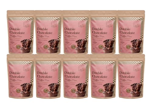 Image of 11Eleven Bakery Healthy Muffin Mix |Double Chocolate | 140gm each Pack of 10 | | Eggless Cake Mix | | Instant Muffin Mix Powder | 2 Step - Mix & Bake ||Easy to make|100% Vegetarian |