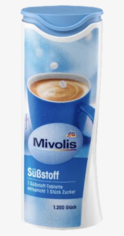Édulcorant Mivolis à La Saccharine - Lot De 2 X 1200 Comprimés, Sans Alcool, Pour Diabétiques