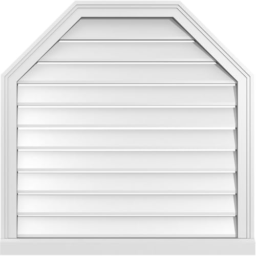 Ekena Millwork GVPOT32X3203SF Octagonal Top Surface Mount PVC Gable Vent, Factory Primed White