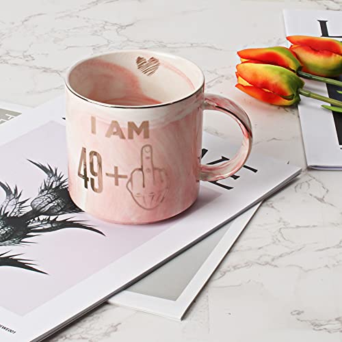 50Th Birthday Gifts For Women - Funny Turning 50 Year Old Birthday Gift Ideas For Wife, Mom, Daughter, Sister, Aunt, Best Friends, Bff, Coworkers - Fabulous Pink Marble Mug, Ceramic 11.5Oz Coffee Cup #TOP2