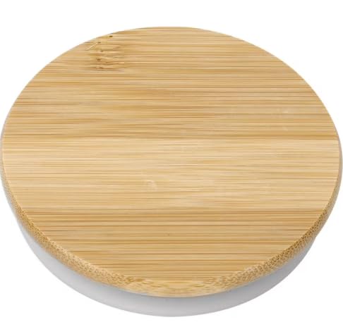 Image of 100 mm Bamboo Wooden Lid for Glass Jars with Silicone Seal Ring | Airtight Replacement Lid | Natural Eco-Friendly Reusable Lid for Kitchen Storage Containers