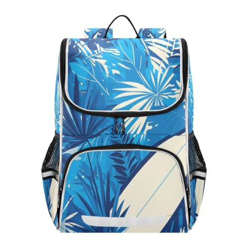 Sac à dos scolaire grande capacité avec bretelles rembourrées plume bleue