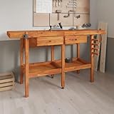 Établi robuste et durable : conçu avec du bois d'acacia massif, un matériau naturel et résistant, cet établi offre une structure solide et robuste pour supporter tout projet dans le garage, l'atelier ou le hangar.